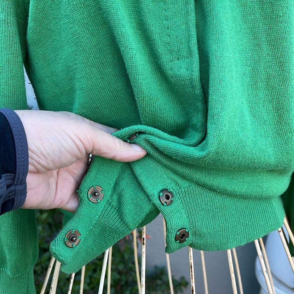 Field Flower Anthropologie Green Silk Sweater with Lacework Collar - Picture 5 of 9